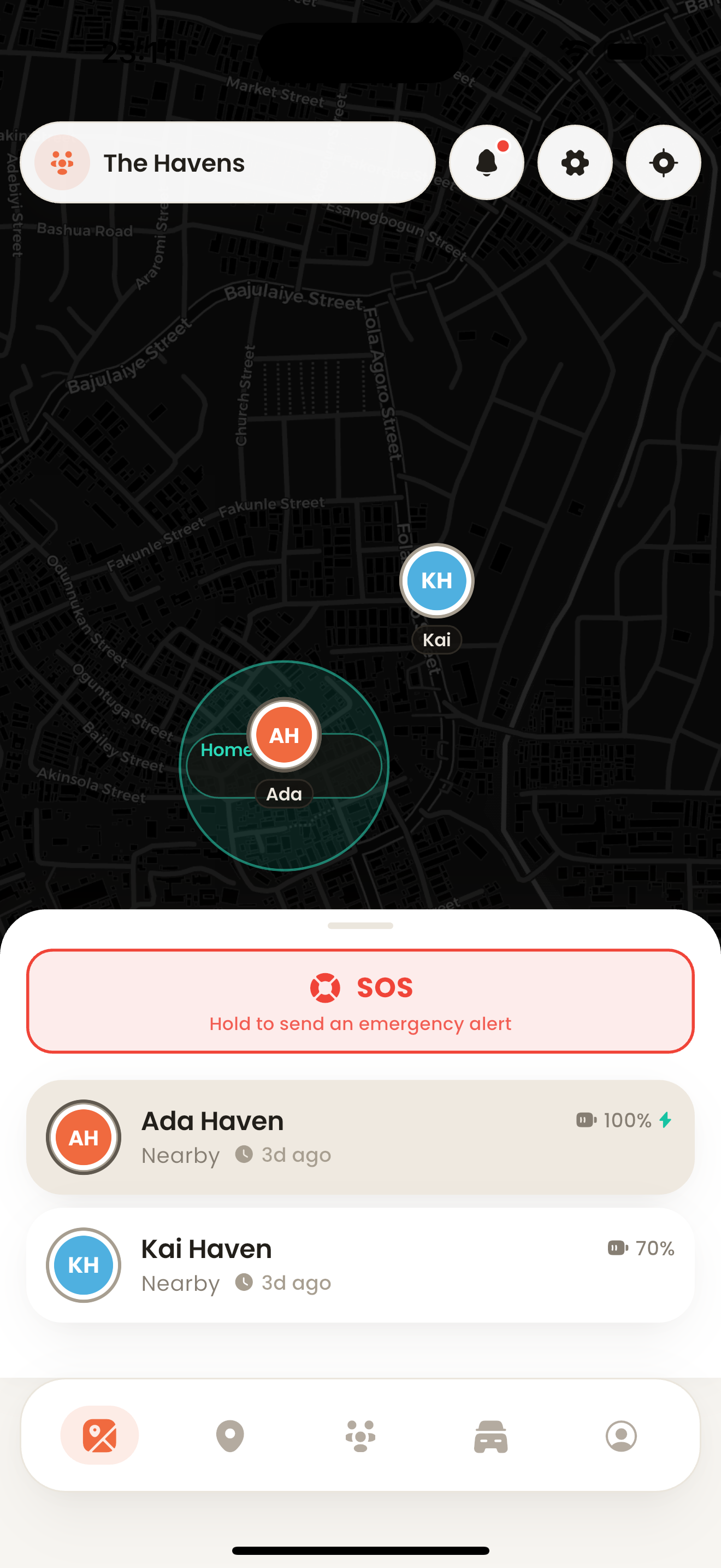 SafeNXG app screen